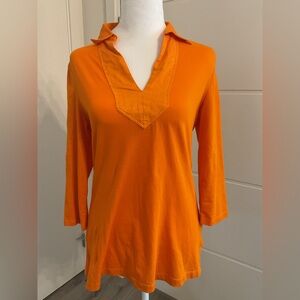Ralph Lauren Vibrant Orange  Collared Tunic with three-quarter sleeves.